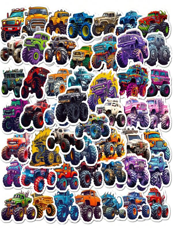 50 Sheets/Pack Monster Truck & Cartoon Car & Big Foot Car Pattern Pp Stickers Suitable For Cartoon Car,Computer,Skateboard,Luggage Stickers And Cute Children's Creative Stickers,Stickers,Monster Truck,Car Stickers,Stickers,Monster Truck,Car Stickers,School,Scrapbook Supplies,Sticker Car,Foot Stickers,Sticker Sheets Kids,Pixar Cars,Monster Truck Storage,Boys Room Decor,Cars For Kids