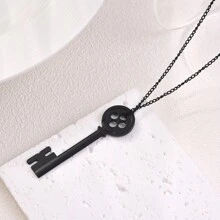 Colar estilo gótico de horror com pingente de chave preta, estilo clássico europeu e americano exagerado