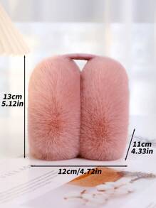 1件女士冬季暖和的毛絨摺疊耳罩耳套,適用於戶外活動,防風 - 粉色 - 查看 4