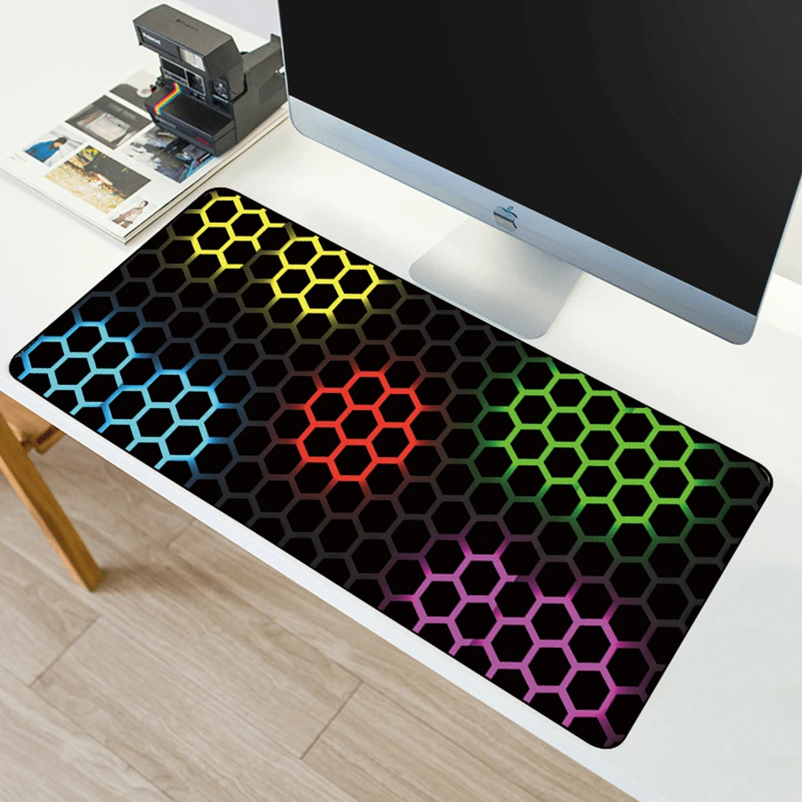 Hexagon Geometric Pattern Mouse Pad, Anti-slip & Durable & Locked Edge, Large Size, Suit For Mouse, Keyboard, Laptop 04 - Multicolor - View 1