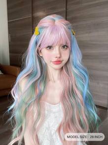 alicegarden 1 Piece Synthetic Heat-Resistant Multi Color Wigs, 28 Inches Long, Made From Fiber, Suitable For Daily Use, Natural And Realistic Wig (Excluding Accessories) - Multicolor - View 3