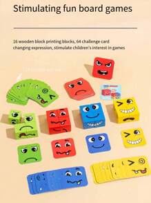 Bloques De Construcción Puzzle De Mesa De Cara De Emoji En Juguete De Interacción Entre Padres E Hijos - Multicolor - Ver 4