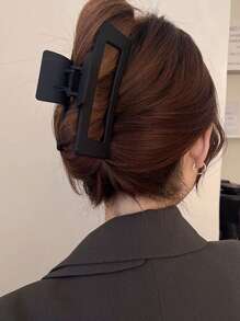 1 件装黑色哑光发爪夹，女士设计休闲发夹发夹发夹发夹接发夹，学校用品，学院秋冬发饰，女士度假装扮 - 黑色 - 查看 3