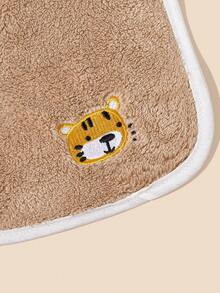 2pcs/pack Double-sided Coral Fleece Embroidered Animal Pattern Baby Bibs - Multicolor - View 4