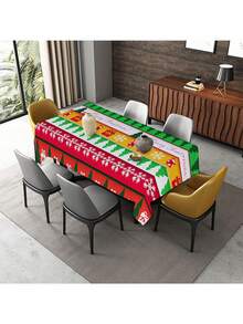 1pc Waterproof And Anti-stain 300d Oxford Fabric Tablecloth With Merry Christmas Pattern - Multicolor - View 3