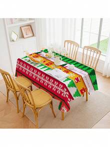 1pc Waterproof And Anti-stain 300d Oxford Fabric Tablecloth With Merry Christmas Pattern - Multicolor - View 2