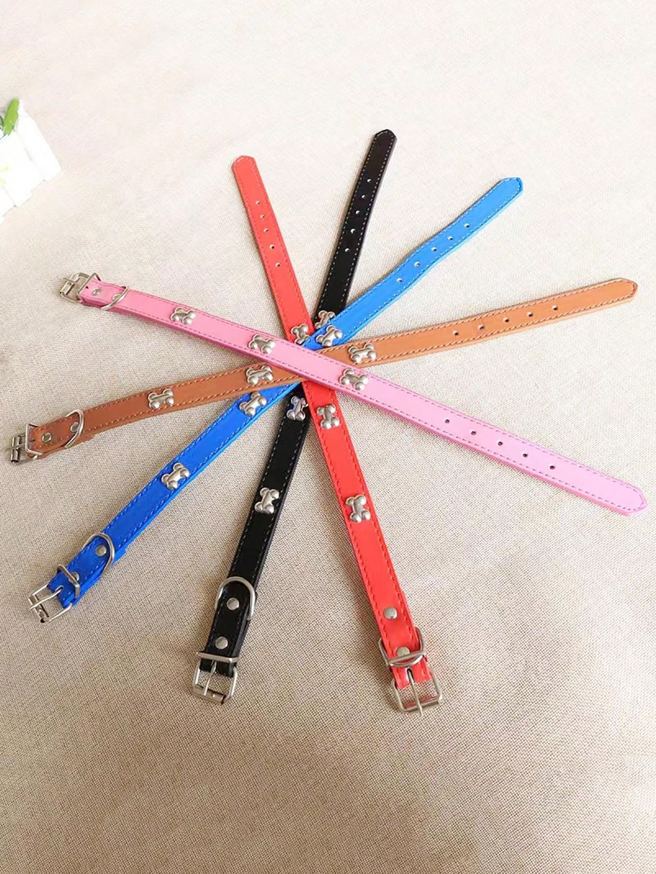 1pc Green Pet Collar Pu Leather Bone Shaped Dog Neckband Adjustable Cat Collar SHEIN USA