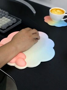 1 Set Gradient Wrist Rest Mouse Pad, Cloud Pattern, Soft Lycra Milk Silk Fabric, Comfortable And Non-Slip Silicone Keyboard Wrist Rest, Hand Support, Relieve Hand Pressure, Set Of 3 - Multicolor - View 2