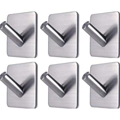 6 Ganchos De Parede Inox Adesivo Pendurar Roupas Chaves