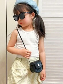 1 Miếng Thời trang Trẻ em Trẻ em chất liệu da PU Túi đeo vai Đáng yêu Bé gái Mini Chuỗi Ví tiền xu Dễ thương Công chúa Túi quai chéo Ví nhỏ - màu đen - Xem 2