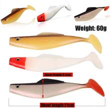 Sougayilang 1入組大型鹽水垂釣魚餌,塑料下沉式游泳餌,海釣軟餌 - 黑與白 - 查看 11