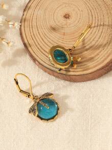 1 Par De Pendientes Vintage De Libélula Y Cristal Verde, Joyería De Estilo Bohemio Para Mujeres, Fiesta