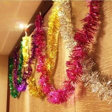 Dây trang trí Giáng sinh dài 2m với mặt dây chuyền hoa, trang trí tiệc, nhiều màu sắc - Vàng - Xem 2