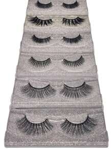 Set De 12 Pares De Pestañas Nude Postizas 3D - Negro - Ver 3