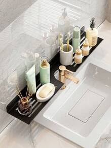 OBOVAY 1件装不锈钢浴室置物架，马桶镜前置物架，壁挂式马桶置物架，洗手池置物架，水龙头壁挂式置物架，浴室配件，家居装饰 - 黑色 - 查看 1