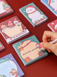 4pcs/set Random Cartoon Christmas Theme Sticky Notes, Memo Pad For Message Taking, Learning - Multicolor - View 2