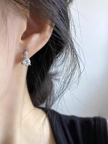 1入組豪華鑲嵌耳釘套裝,附s925銀吊墜項鍊,禮物首選