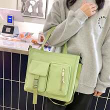 4入組帆布背包大容量學校書包 (42*30*12厘米) - 綠色 - 查看 6