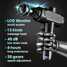 SORUDEL 電動按摩槍,30段速度調節,高清觸控屏,3200毫安可充電鋰電池,專業深層組織按摩槍,手持按摩槍,便攜按摩槍配有13個按摩頭和收納袋禮盒套裝 - 黑色 - 查看 9