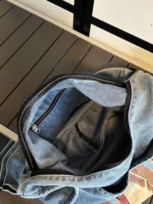Large Capacity Foldable Denim Cloth Women's Crossbody Bag, Vintage Jean Purse For Women - Baby Blue - View 8