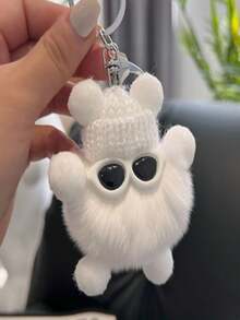 Colgante De Peluche - Pelota De Carbón De Piel Sintética, Blanco - Blanco - Ver 1