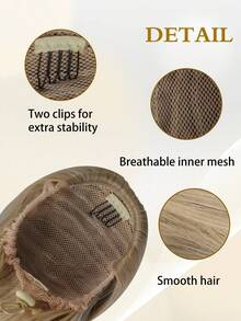 淺粉色單片式外置馬尾假髮,適合長捲髮女性,可調節鬆緊帶 - 間色 - 查看 2