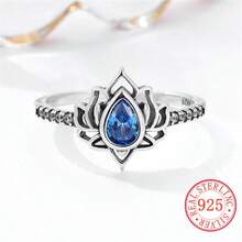 1枚女用s925純銀蓮花形復古泰銀戒指,歐美日韓流行款式,適合日常佩戴