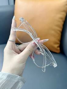 1pc Women's Transparent Plastic Fashionable Vintage Modern Simple Prescription Glasses Suitable For Daily Use - Clear - View 3