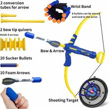 Unleash Your Inner Archer: Kids Bow And Arrow Set For Ages 8-12 - 120ft Range, 10 Arrows, 2 Archers, 20 Foam Darts & Targets! Christmas, Halloween, Thanksgiving Gift - Yellow - View 6