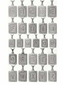 MECYLIFE 1pc 26 Letters Engraved Square Shaped Pendant Necklace Suitable For Men
