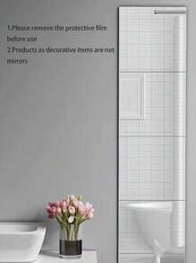 1 miếng dán gương trang trí màu trắng cho phòng ngủ, phòng khách, tủ quần áo, phòng học, phòng tắm, bàn trang điểm; có thể kết hợp để tạo thành gương trang trí toàn thân Quà tặng tốt nhất - trắng - Xem 9
