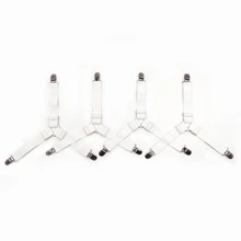 4pcs Non-Slip Triangle Quilt Fixers - Adjustable Metal Clip Elastic Straps for Sofa Cushions and Bedding - Practical and Invisible Safety Straps - White - View 1