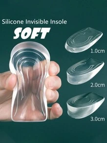 1 đôi Trong suốt Mềm mại Chiều cao Cái đệm Vô hình Giày Gót chân Chèn Chân Nâng cao Lót giày ( Thích hợp Đối với phụ nữ ) - Nhiều màu - Xem 3