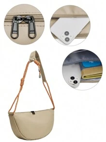 女士斜背包 運動肩背包 餃子包 尼龍布料防水肩斜背包 適合學校、工作、旅行、遠足 - 卡其色 - 查看 7