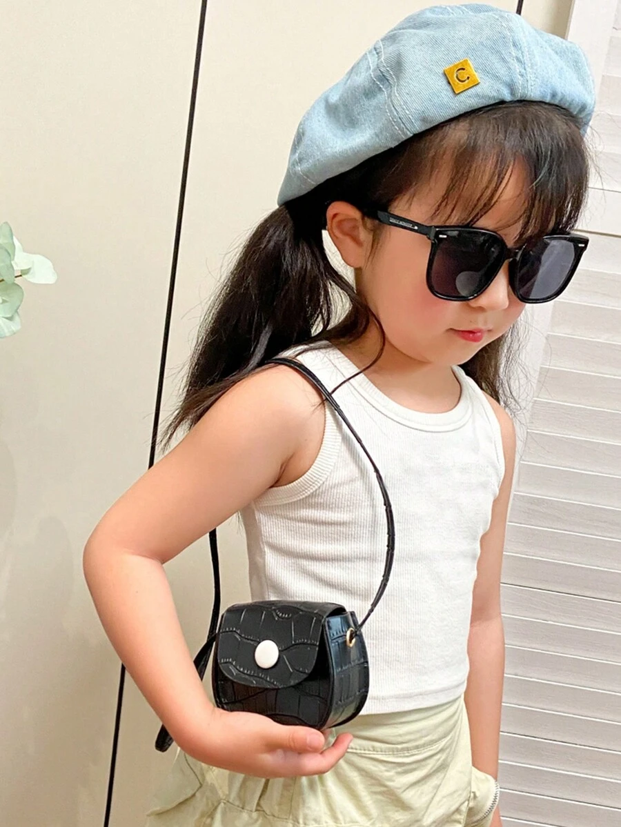 1 Miếng Thời trang Trẻ em Trẻ em chất liệu da PU Túi đeo vai Đáng yêu Bé gái Mini Chuỗi Ví tiền xu Dễ thương Công chúa Túi quai chéo Ví nhỏ - màu đen - Xem 1