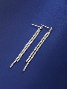 1對閃爍純銀流蘇耳環,適用於女性日常佩戴 - 銀色 - 查看 8