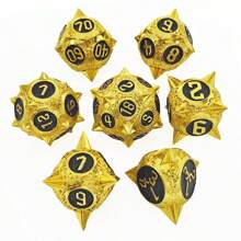 New Gold-black 7pcs/set Metallic Solid Dice Set - Black - View 1