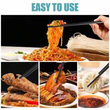 Bộ 5 đôi đũa sợi thủy tinh có thể tái sử dụng, an toàn cho máy rửa chén, dài 9,5 inch (khoảng 24,9cm), phong cách Nhật Bản Hàn Quốc, chống trượt, dễ sử dụng (đũa đen) (D), nhà bếp, quà tặng Giáng sinh - 5 cặp - Xem 6