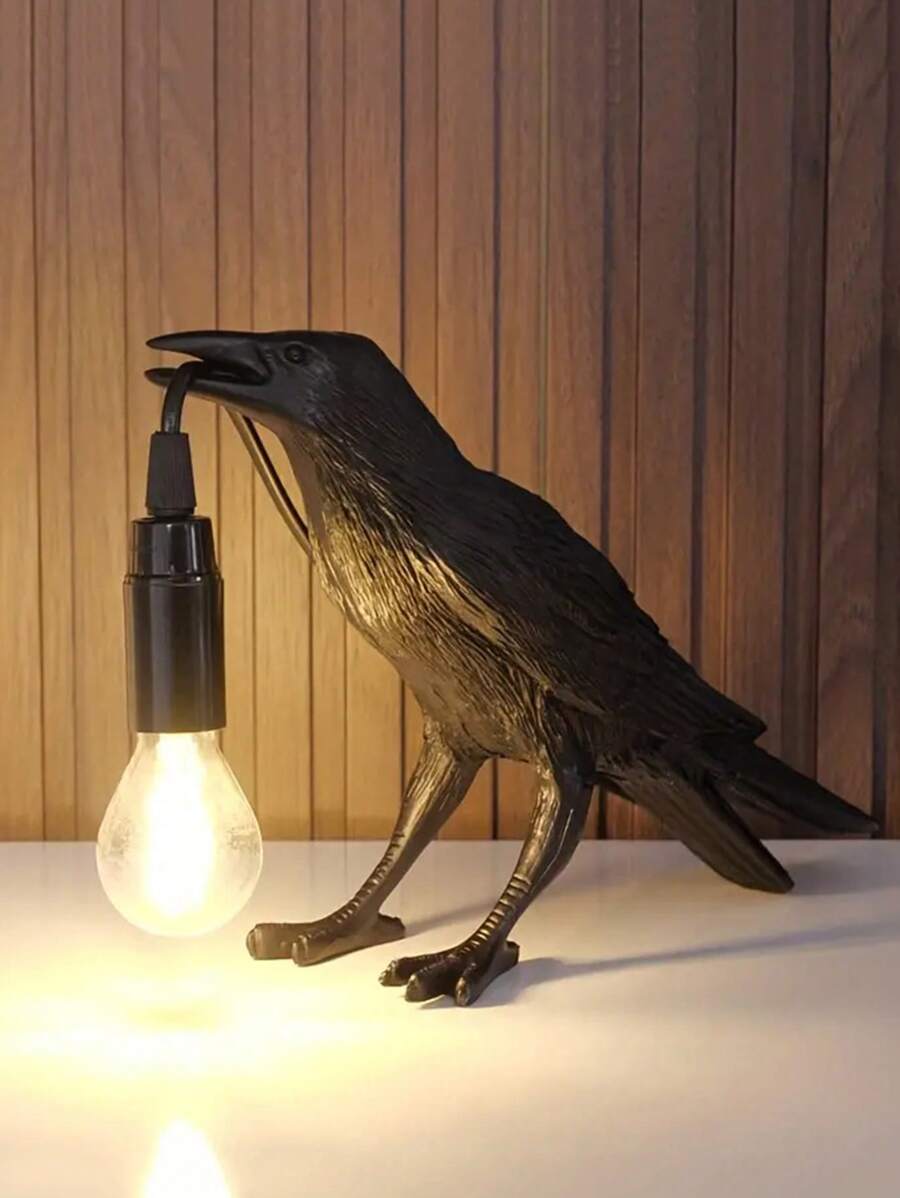 1 件吉祥鳥檯燈,可愛檯燈,獨特動物形狀裝飾燈,黑色裝飾,鳥類裝飾,藝術裝飾,家居裝飾,適合客廳、臥室 - 黑色 - 查看 1