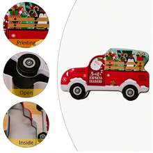 1入組聖誕節汽車糖果盒,創意聖誕樹雪人麋鹿企鵝禮物裝飾鐵盒儲物盒