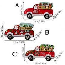 1入組聖誕節汽車糖果盒,創意聖誕樹雪人麋鹿企鵝禮物裝飾鐵盒儲物盒