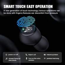 Onikuma T305 Tws無線耳機立體聲hifi遊戲耳機,帶麥克風降噪及led顯示屏的觸控耳機 - 黑色 - 查看 6