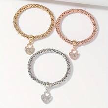 طقم سوارات مرنة على شكل قلب مكون من 3 قطع - متعدد الألوان - مشاهدة 4