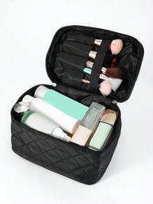 Extra Large Makeup Bag With Large Capacity, Portable Toiletry Bag For Cute Cosmetic Travel Storage Cruise Essential - Black - View 2