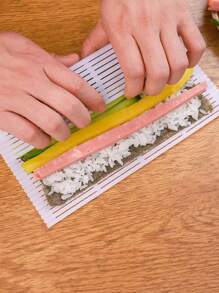 1pc White Non-Stick Sushi Roller Mat - Family Kitchen Homemade Sushi Making Kit - Japanese Sushi Rolling Mat - Perfect For Sushi Board Mat Diy - White - View 7