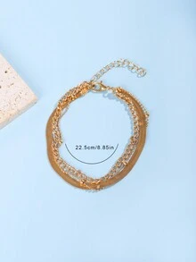 1pc European & American Style Fashionable Multi-layered Chain Anklet, Suitable For Daily Wear - Gold - View 2