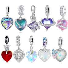 WOSTU 心型珠寶系列1入組925純銀心型魅力珠寶吊墜,適用於原創diy手鏈和項鍊,女士精品珠寶 - 銀色 - 查看 2