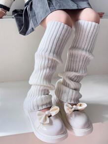 2pairs Knitted Leg Warmers For Kids With Drawstring - Multicolor - View 2