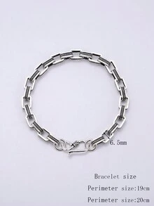 1只簡約復古925純銀方點鏈接手鍊,泰式手工製作,男女通用,生日/祝福/日常贈禮好友 - 銀色 - 查看 6
