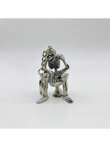 1入組男士創意合金鑰匙扣汽車鑰匙扣鑰匙鍊馬桶禮物裝飾包包吊飾卡通鑰匙扣可愛包飾汽車吊飾包配件聚會節日禮物生日情人節時尚潮流流行適用於青少年女孩女大學生老師 - 灰色 - 查看 2